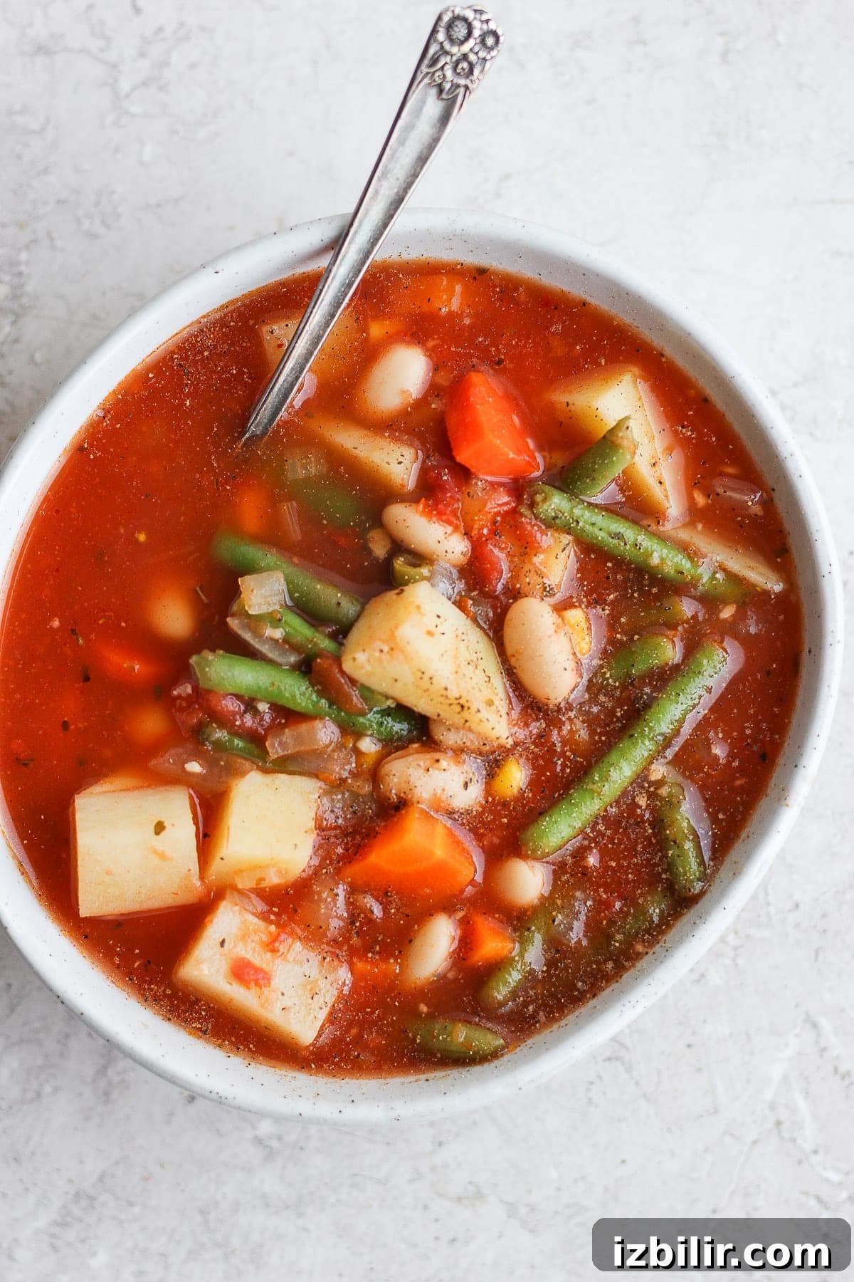 One bowl of vegetable soup.