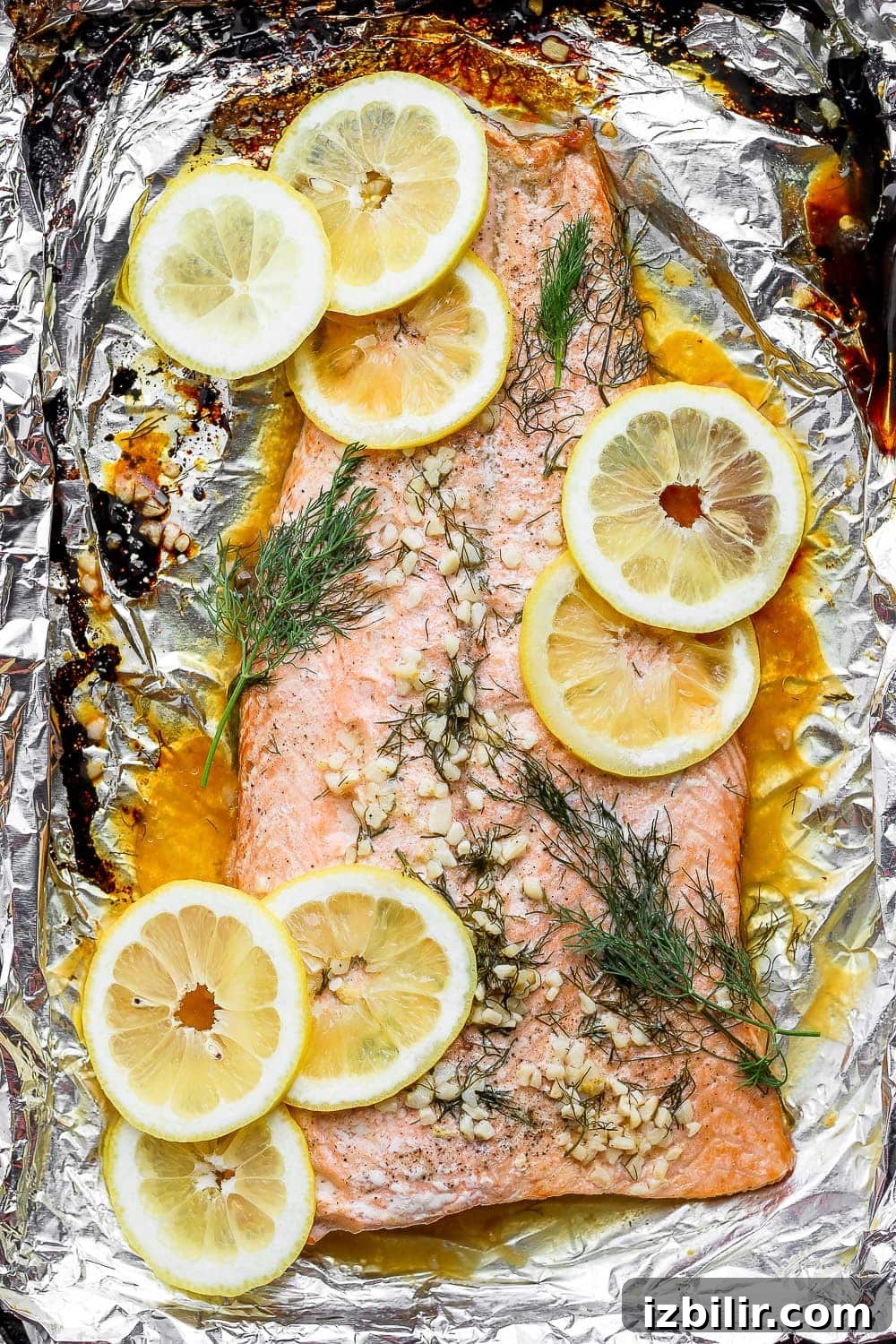 Baked salmon fillet on a baking sheet