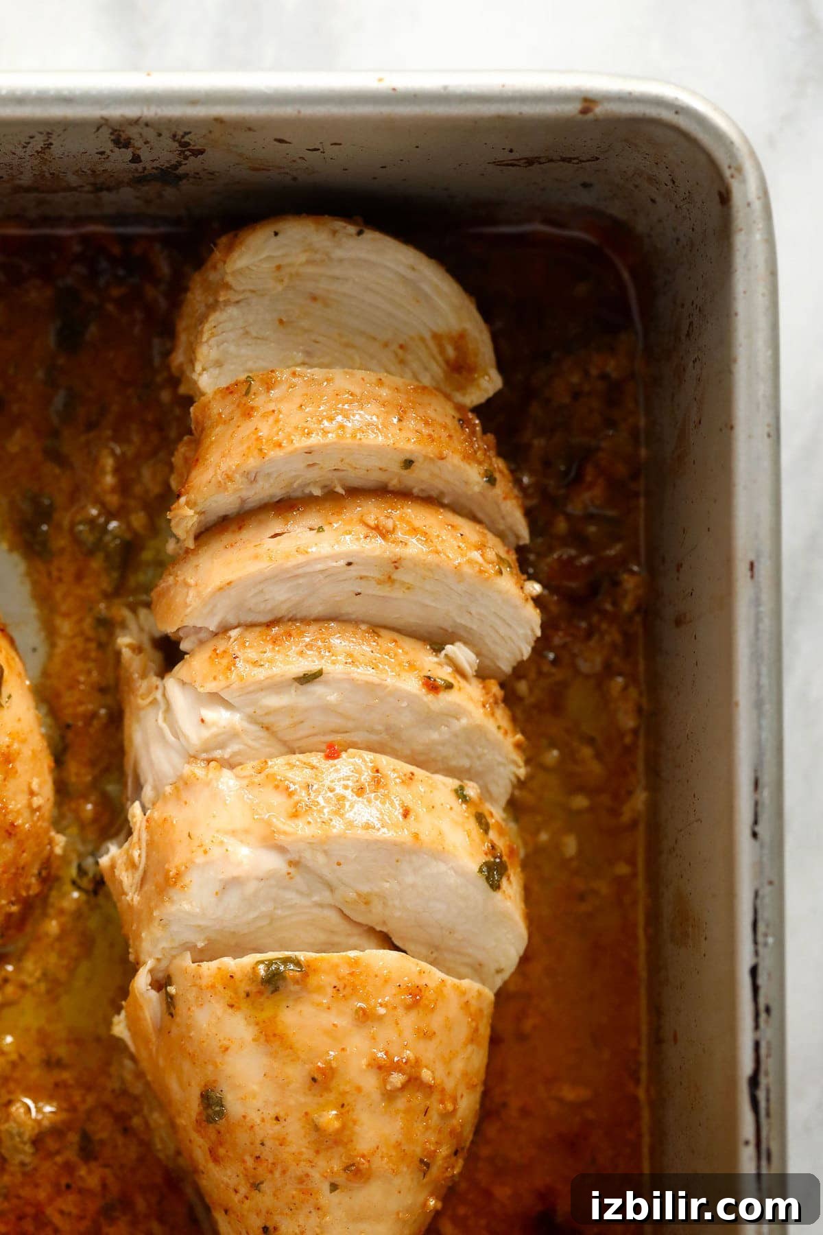 Baked chicken that has been marinated in fajita marinade.
