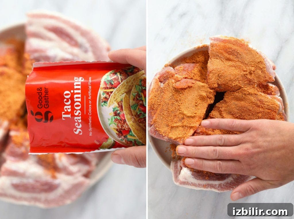 taco seasoning rubbed on pork.