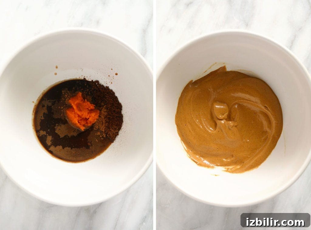 Pumpkin Spice Dalgona Coffee Recipe 4 Before and after photos of pumpkin spice dalgona coffee.