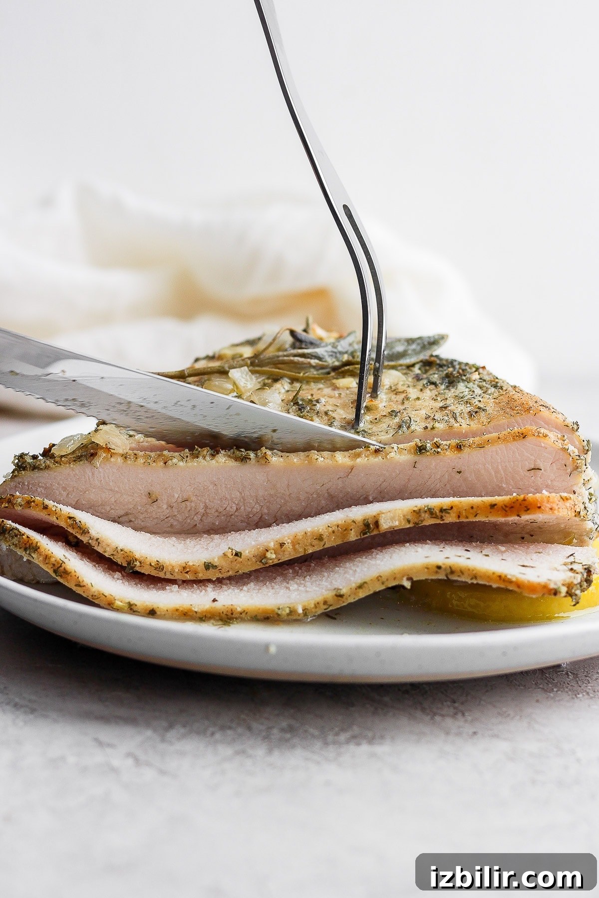 Herb Ranch Roasted Turkey Breast Recipe 7 Sliced turkey breast.
