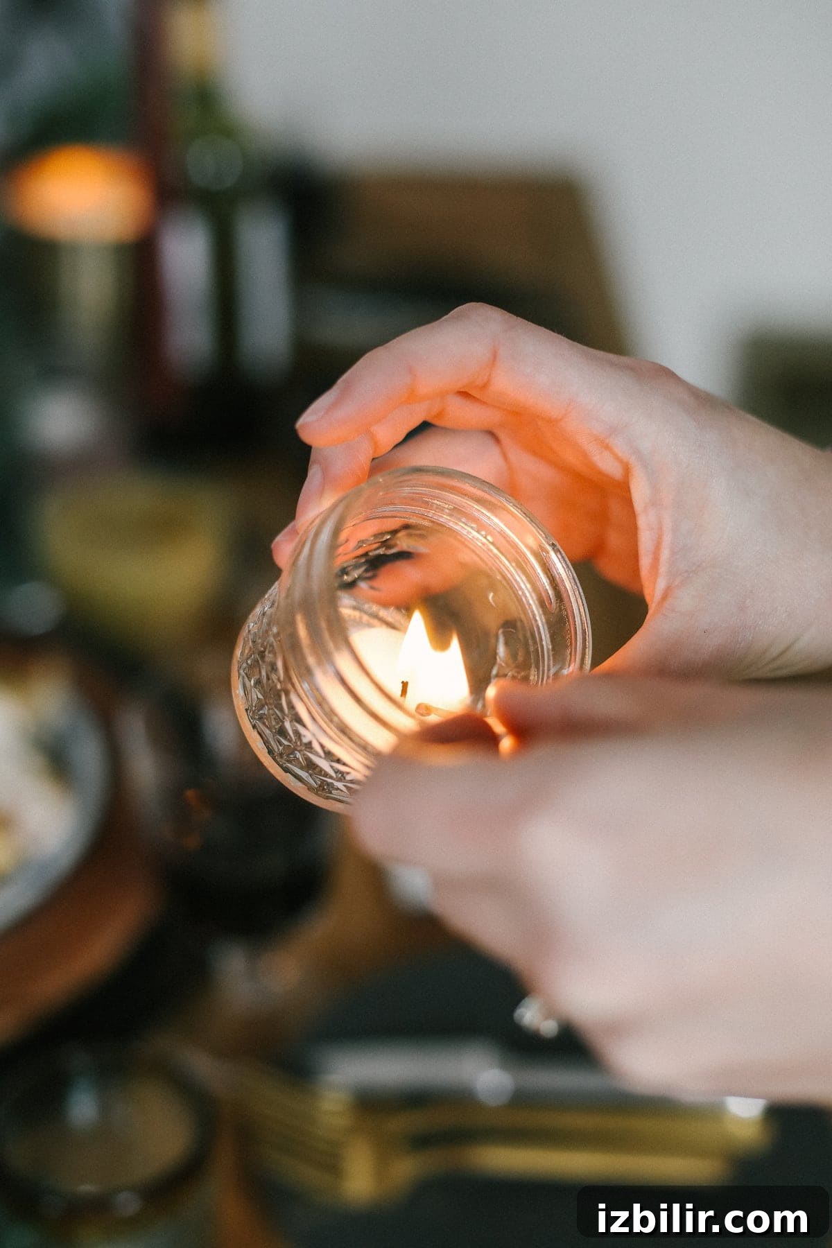 Candles can make any meal feel special. We love candle sticks, tea candles, and big candles! This year, keep things simple and use little jars you already own with tea candles. Check out some the candle lineup we used for this spread. jar with candle