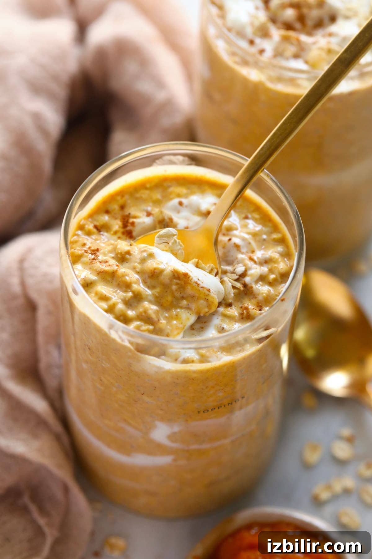 Spoon in jar with overnight oats spoon in jar with overnight oats