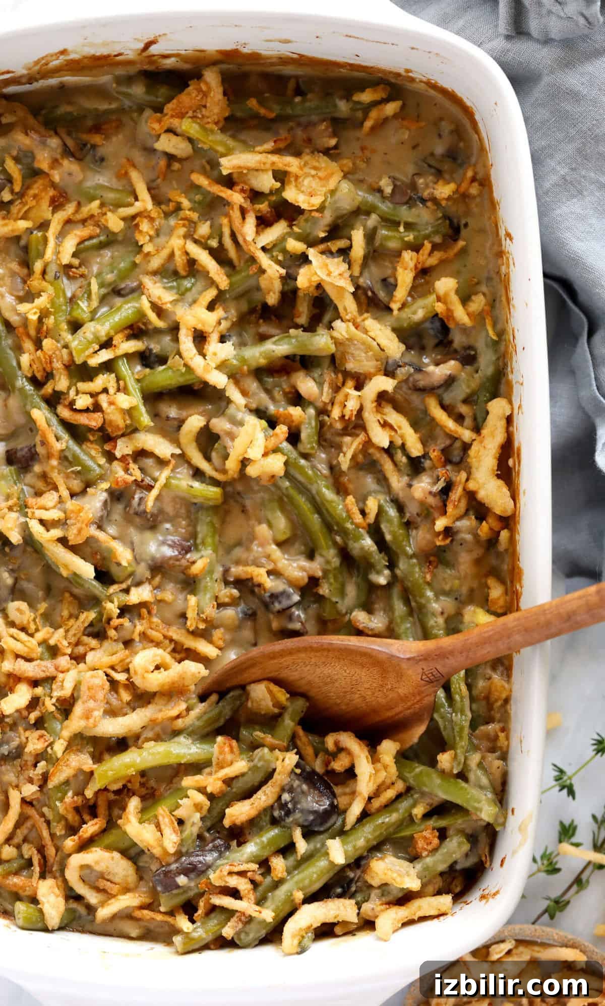 green bean casserole in dish