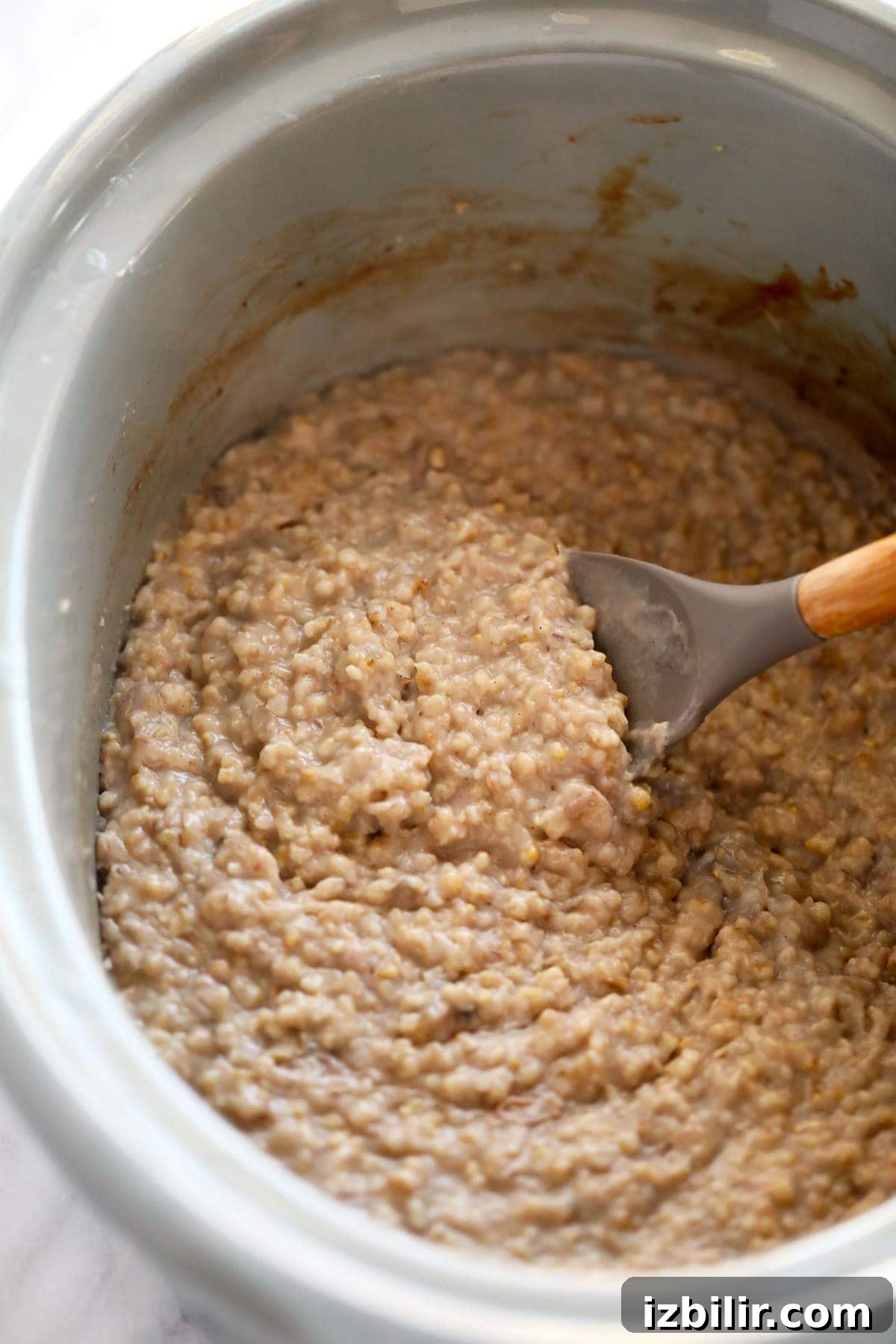 cooked steel cut oats in slow cooker