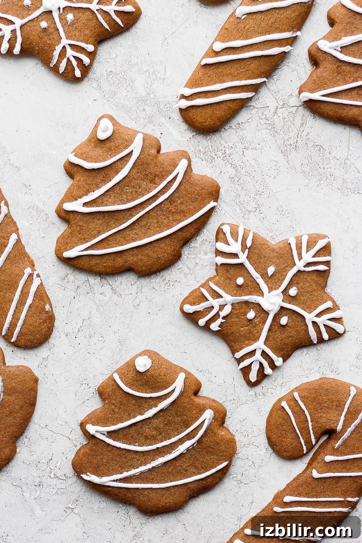 Gingerbread cookies on the counter.