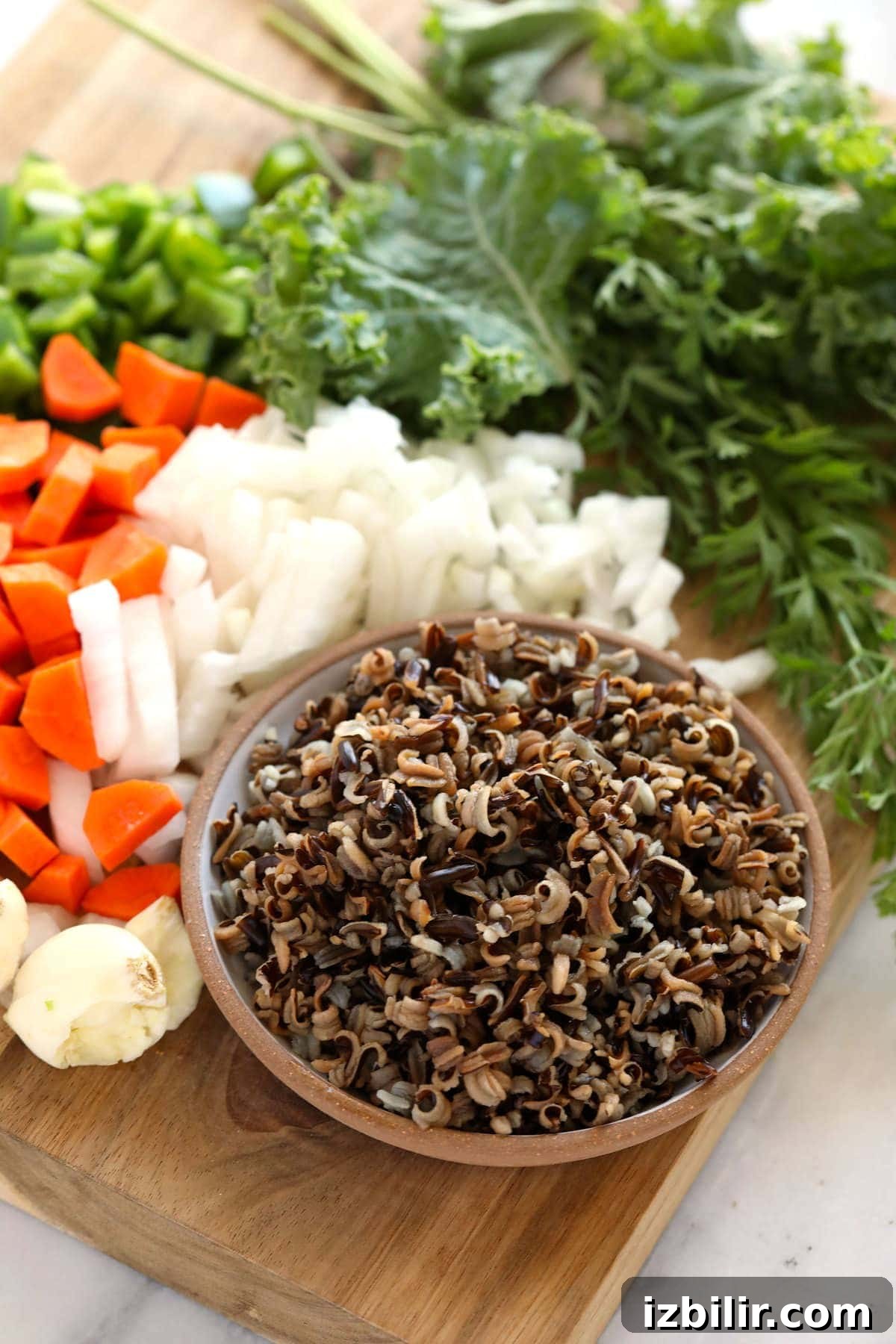 Ingredients for chicken wild rice soup Ingredients for chicken wild rice soup ready to be mixed together.