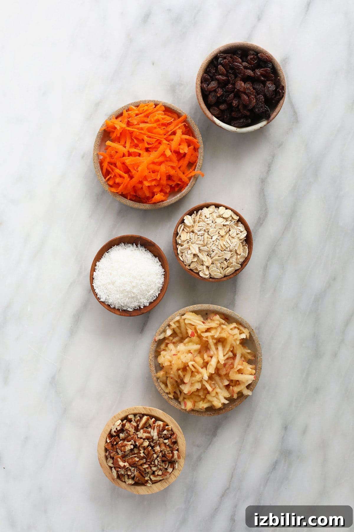 Morning glory muffin ingredients in small bowl.
