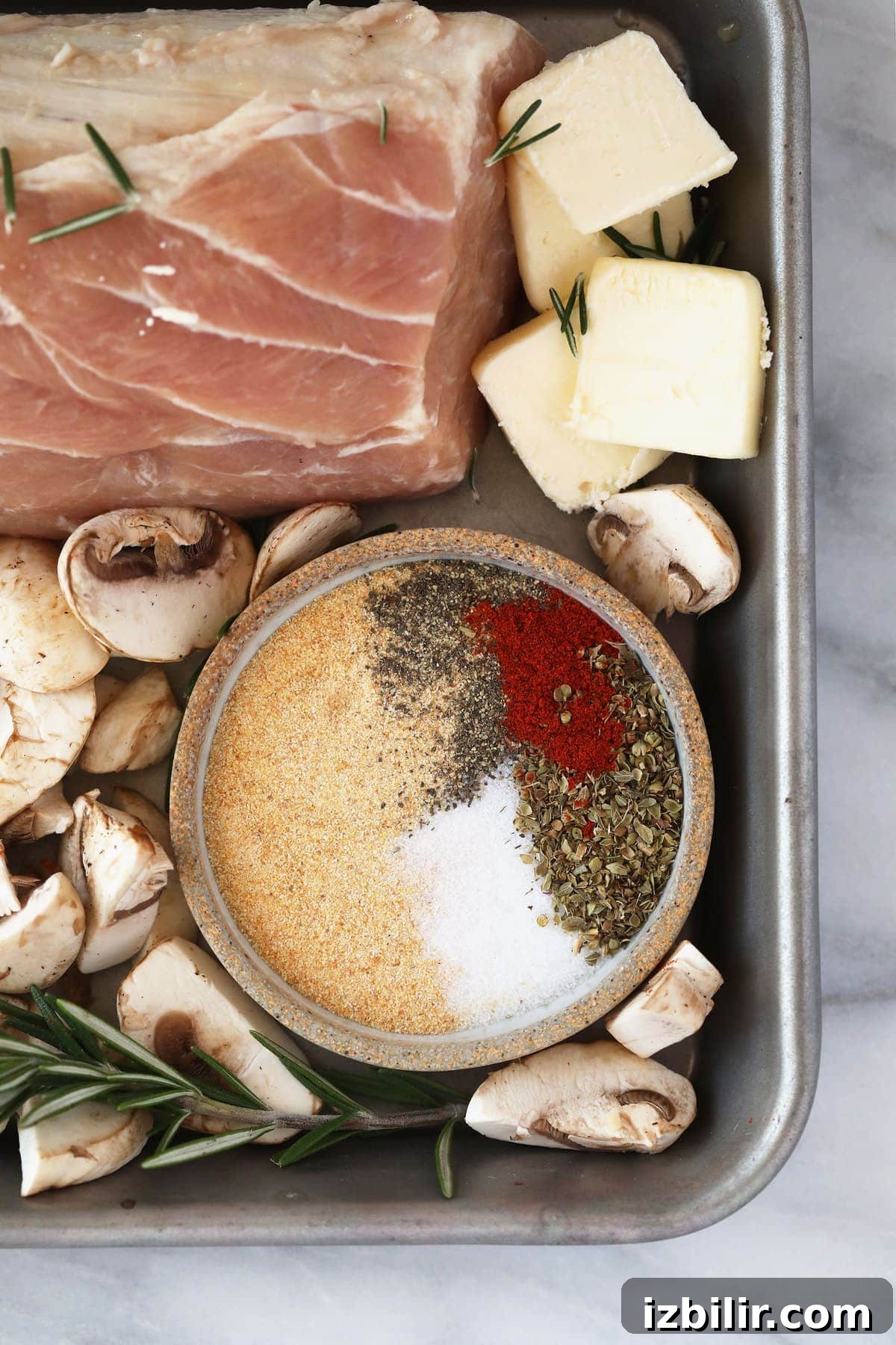Spices for pork tenderloin pork spices in bowl.