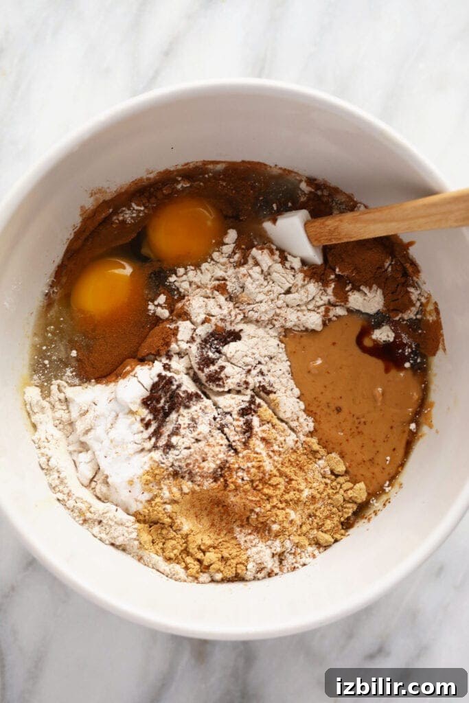 Gingerbread cookie bar ingredients in a bowl