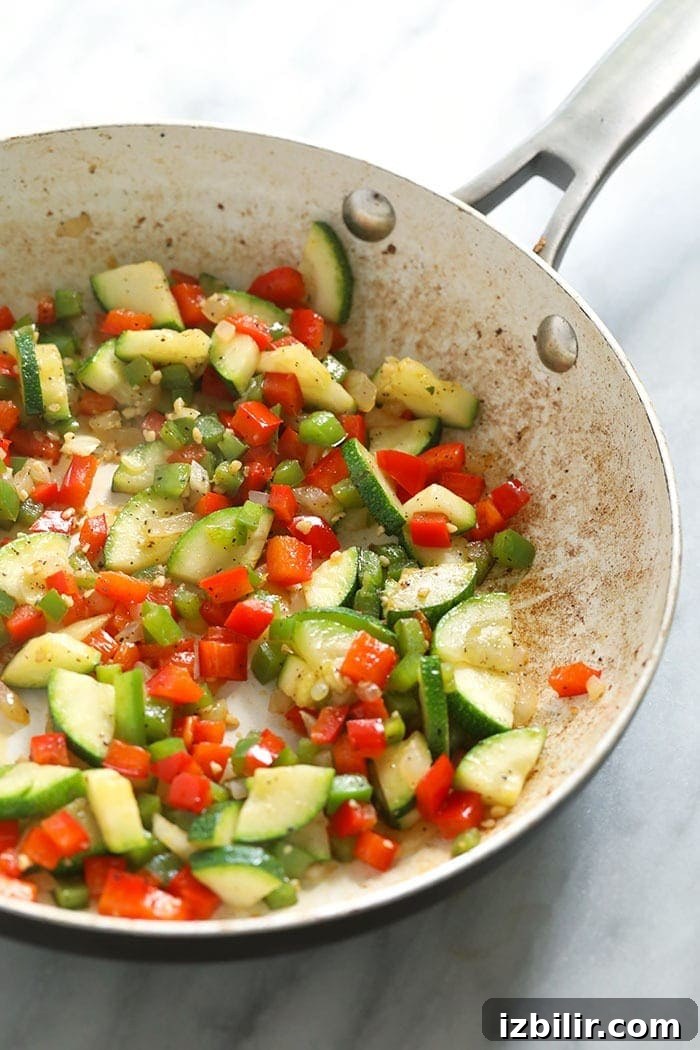 Sautéd vegetables in a non stick pan.