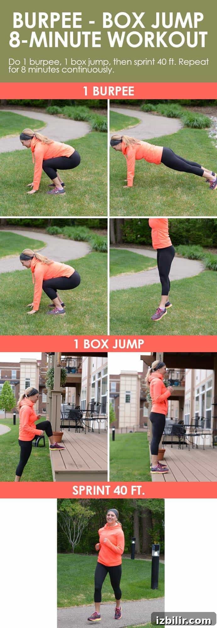 8-Minute Burpee & Box Jump Workout | The North Face App 3 Do this Burpee Box Jump 8-Minute Workout for a challenging, yet quick workout that will get your heart rate up and burn calories!