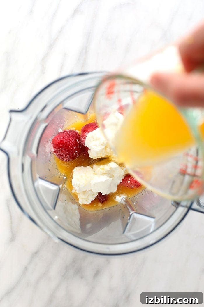 smoothie ingredients in blender