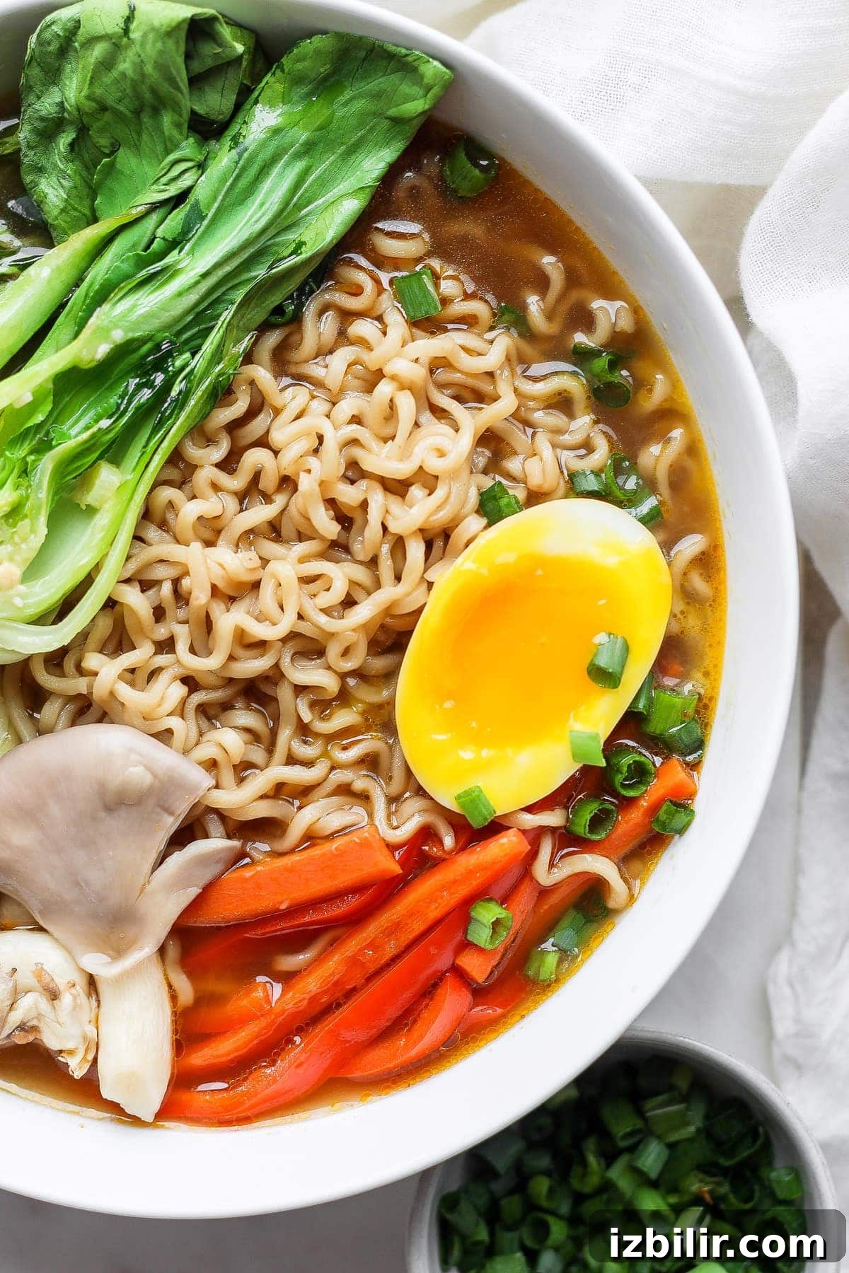 Ramen with a ramen egg on top.