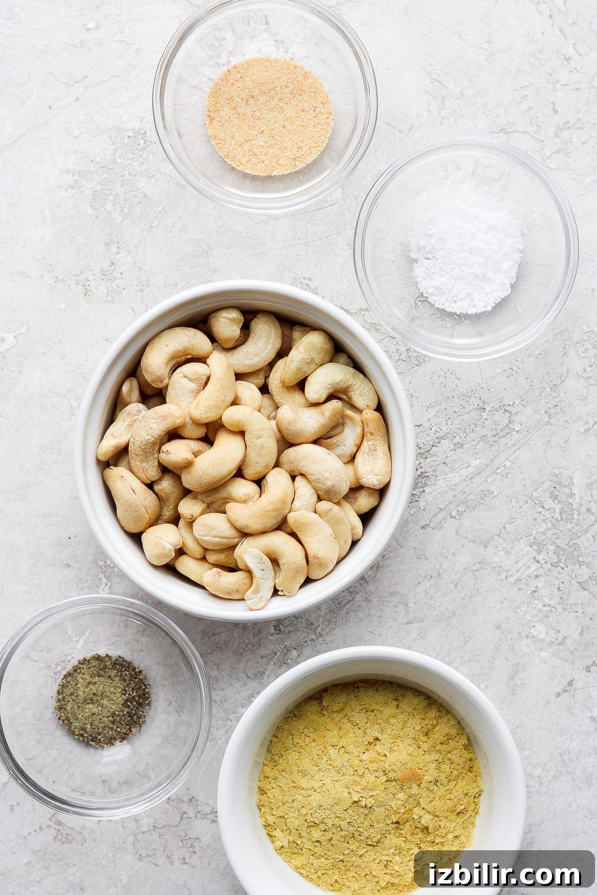Ingredients for Vegan Parmesan Cheese vegan parmesan cheese ingredients, ready to be food processed