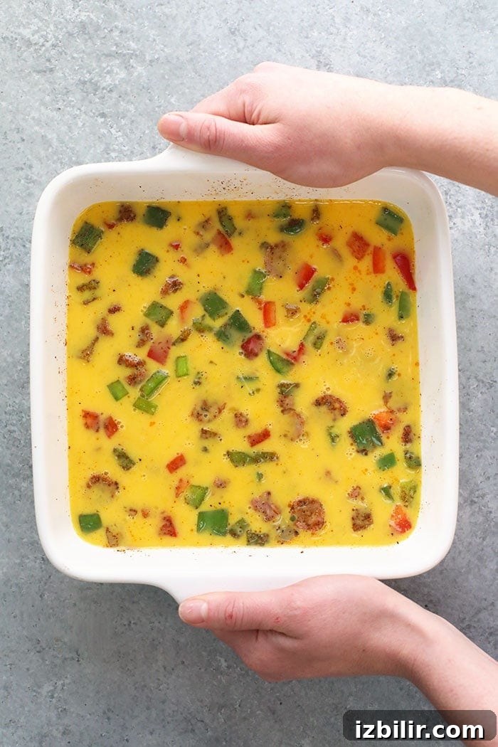 Casserole baking chicken fajita breakfast casserole ready to be cooked