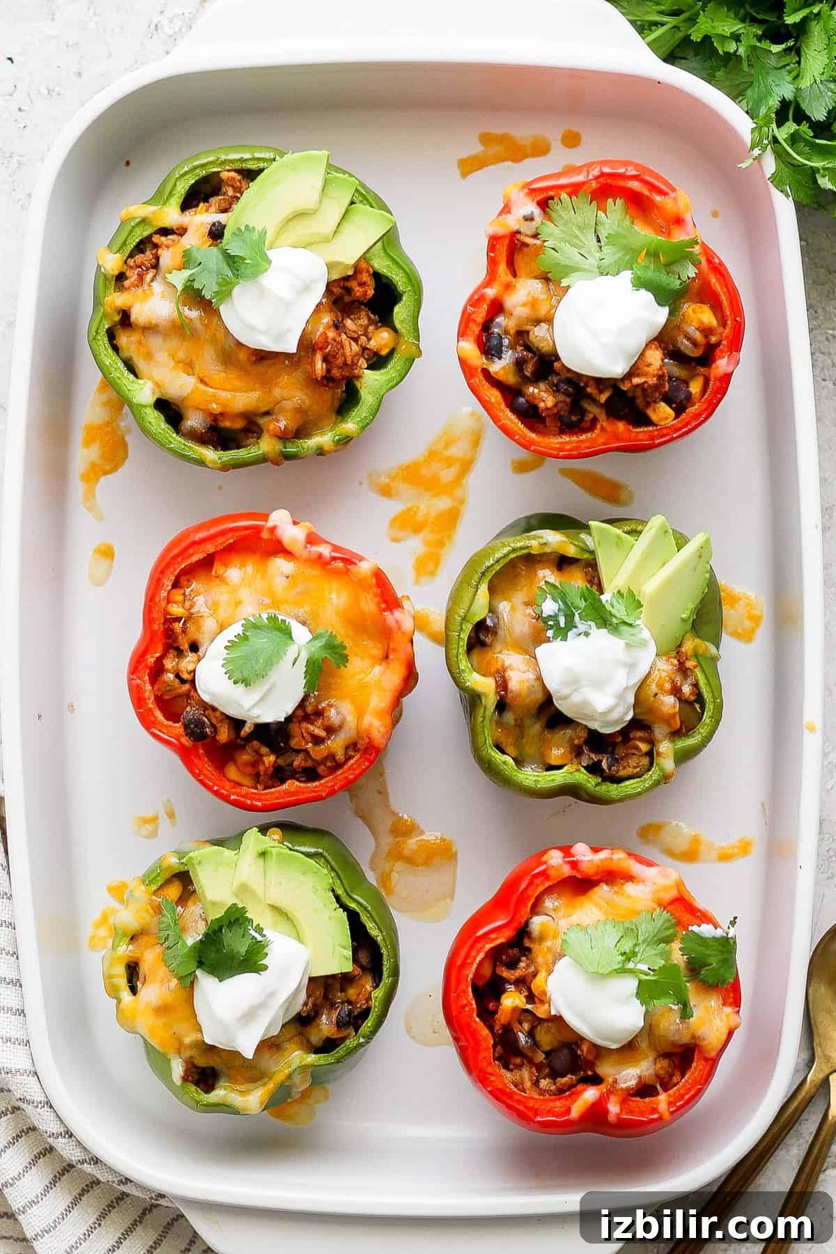 Mexican stuffed peppers on a plate