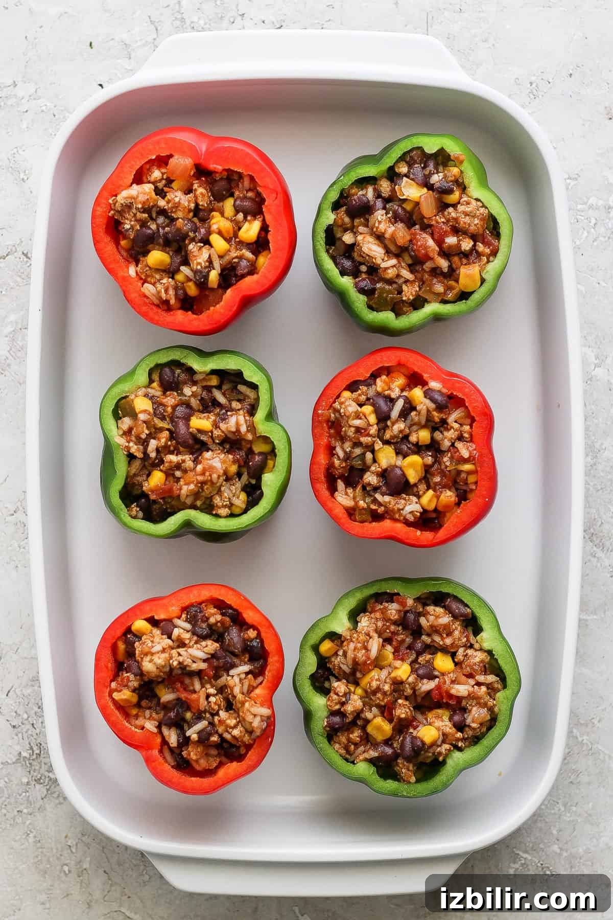 Stuffed peppers before baking