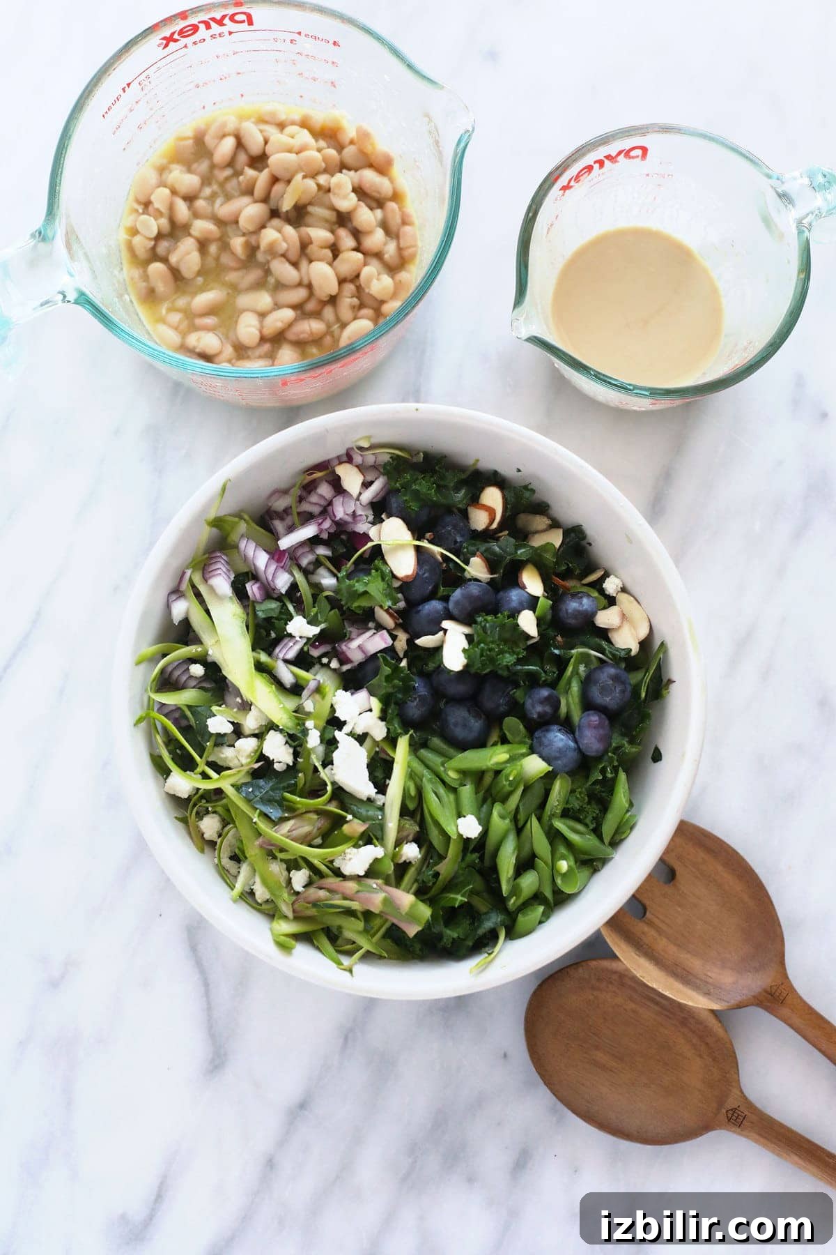 Spring Asparagus Salad with Lemon Vinaigrette 3 All of the ingredients for the asparagus salad laid out on the counter.
