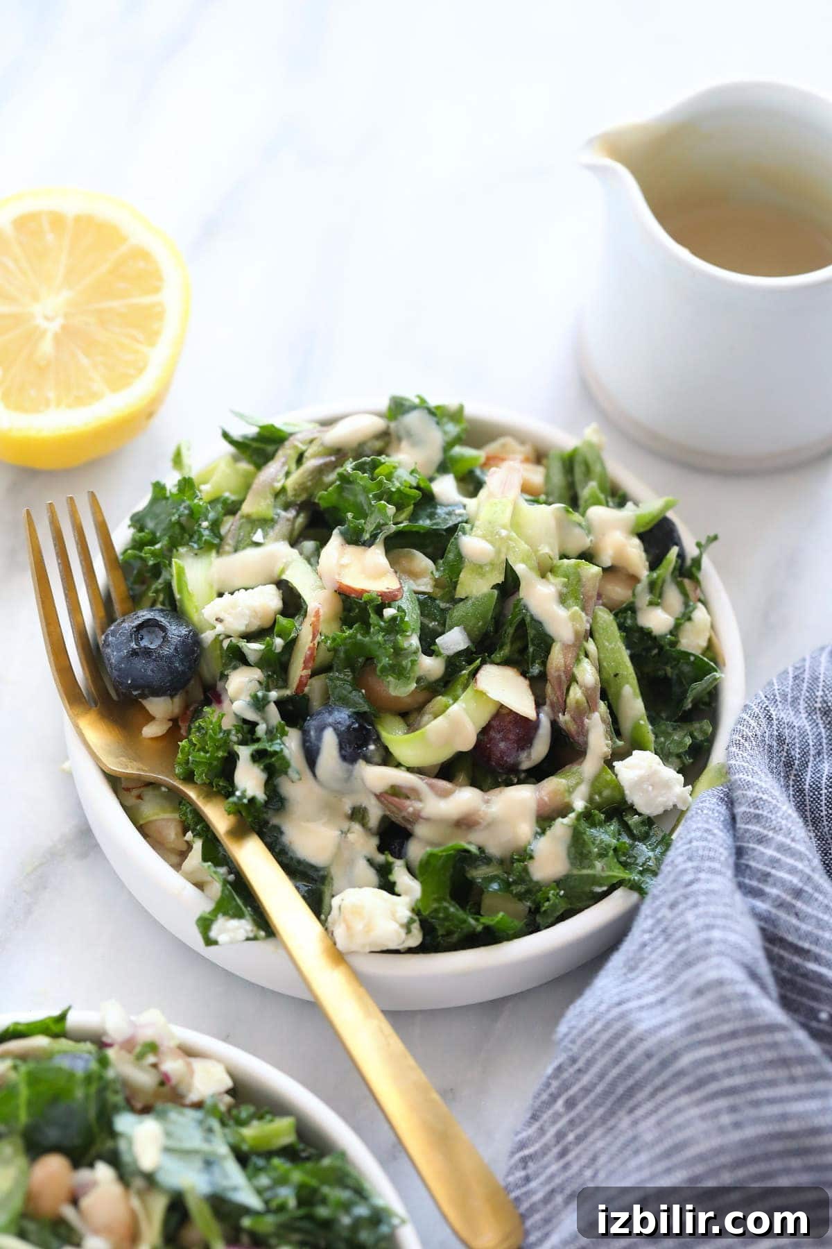 Spring Asparagus Salad with Lemon Vinaigrette 6 A bowl of asparagus salad.