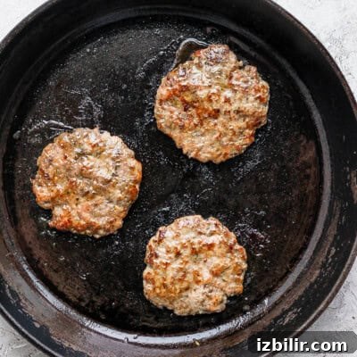 Breakfast sausage in skillet