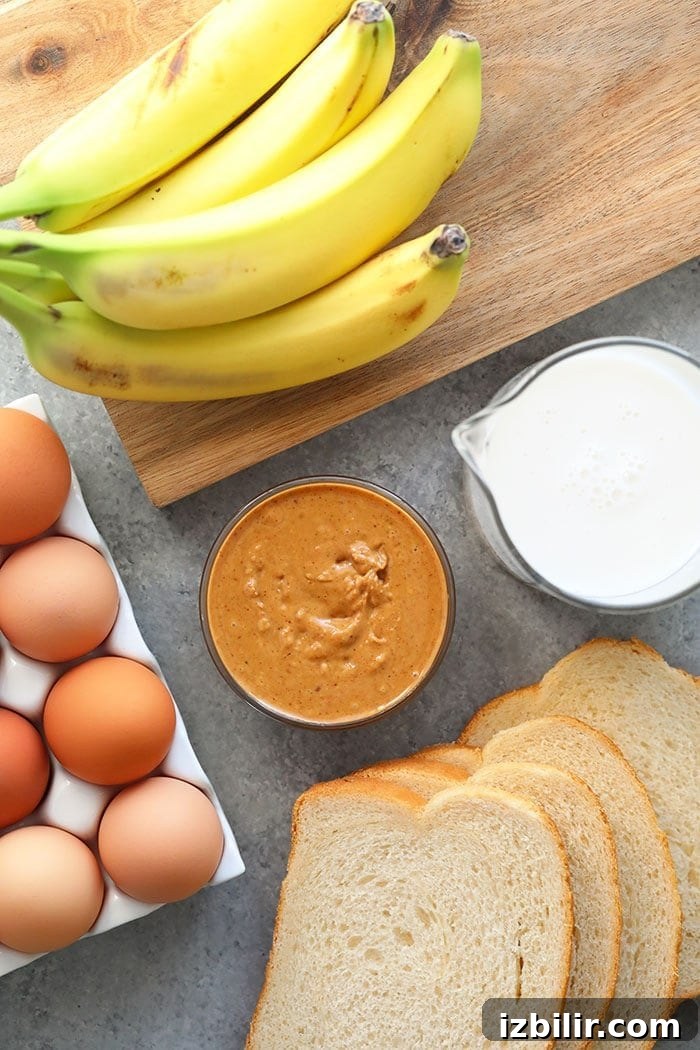 Ingredients for Peanut Butter Banana French Toast Bake Ingredients