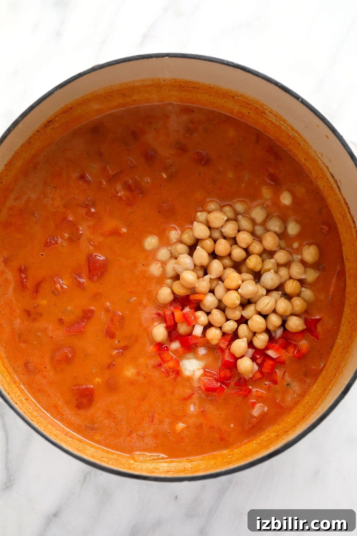 chickpea curry sauce in a dutch oven