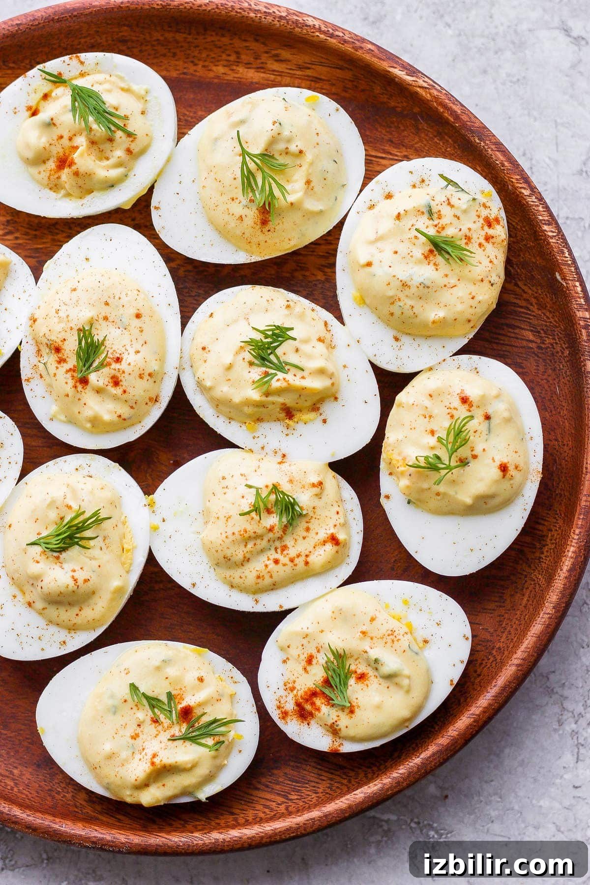 Easy deviled eggs ready to serve easy deviled eggs on a plate, ready to be served