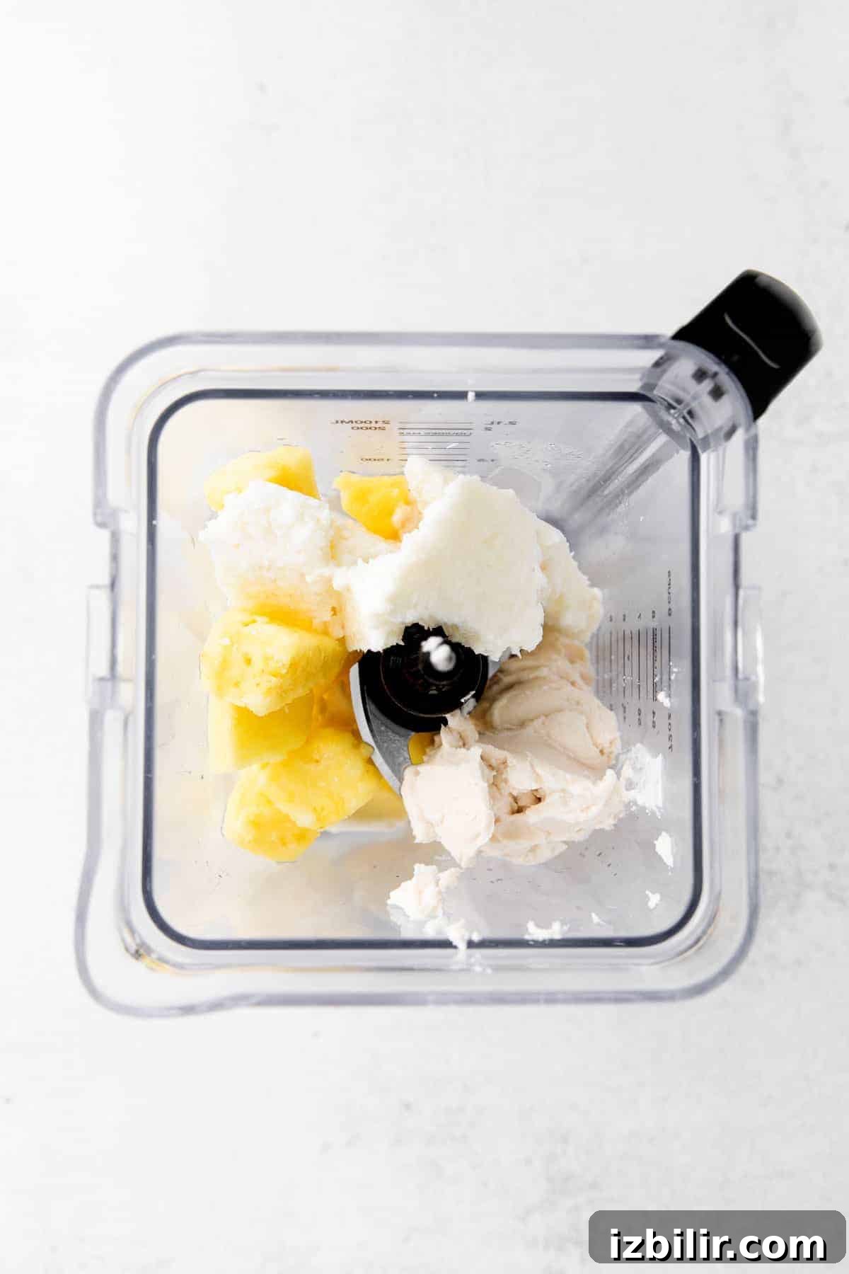 pina colada ingredients in blender