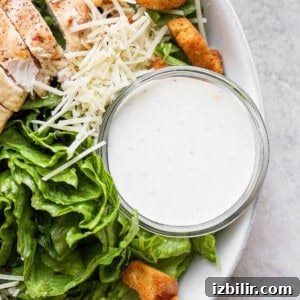 Crispy Chicken Caesar Salad with Homemade Dressing 5 Caesar dressing in a bowl.