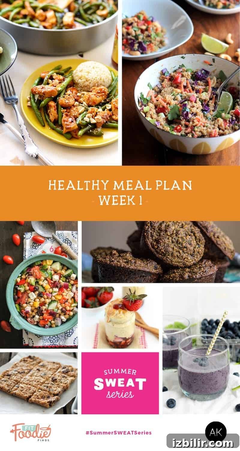 Summer Sweat Series Week 1 Workout Plan 3 Healthy Meal Plan + Grocery List - Summer SWEAT Series | Week 1