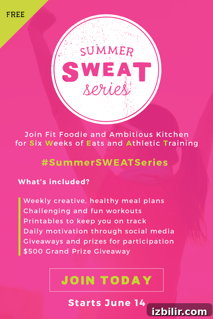 Join the Summer Sweat Workout Series 3 Join Fit Foodie Finds and Ambitious Kitchen for a 6 week nutrition and fitness program fully equipped with meal plans and workouts to help you shred fat and build muscle!