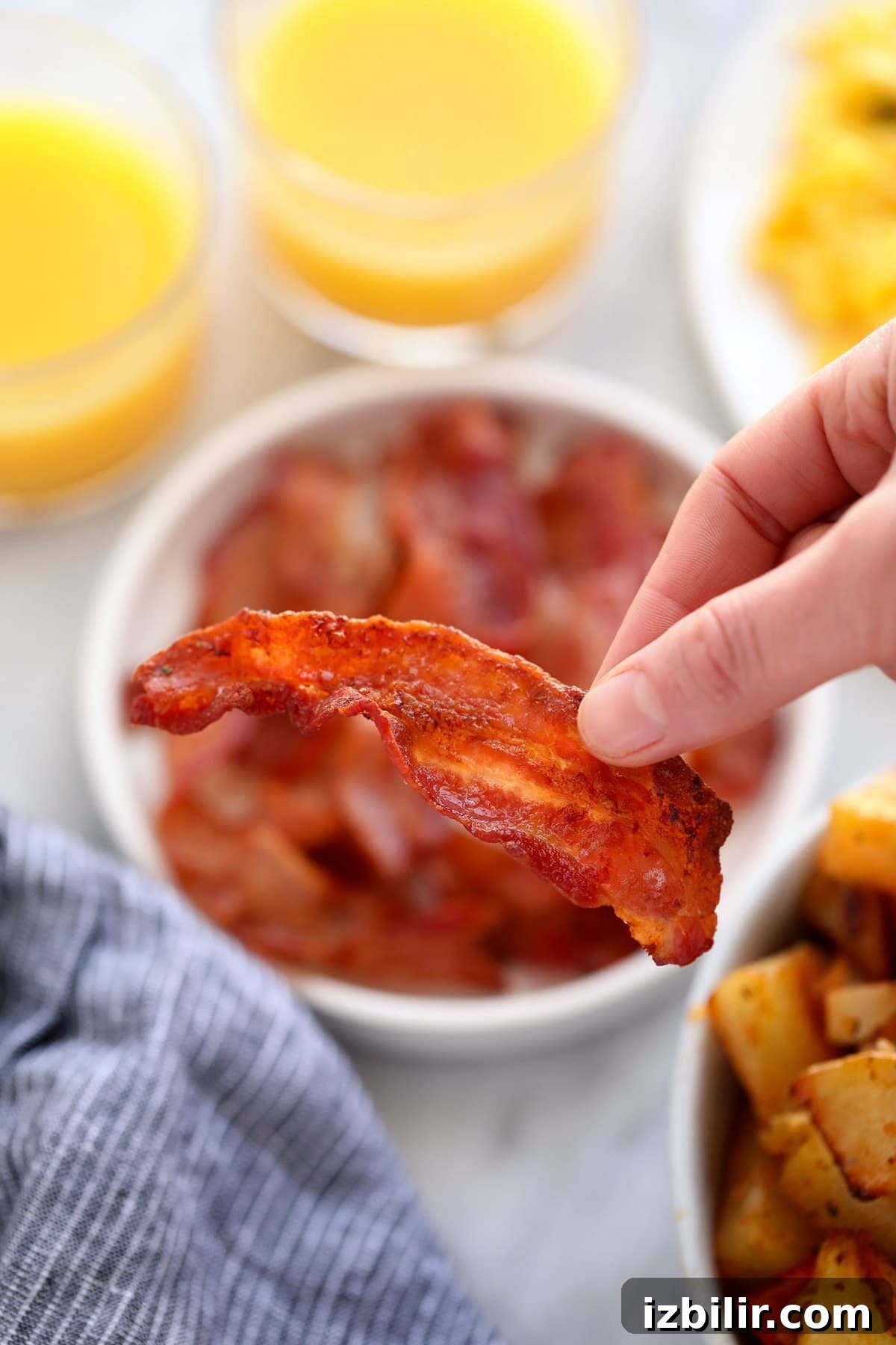 holding bacon