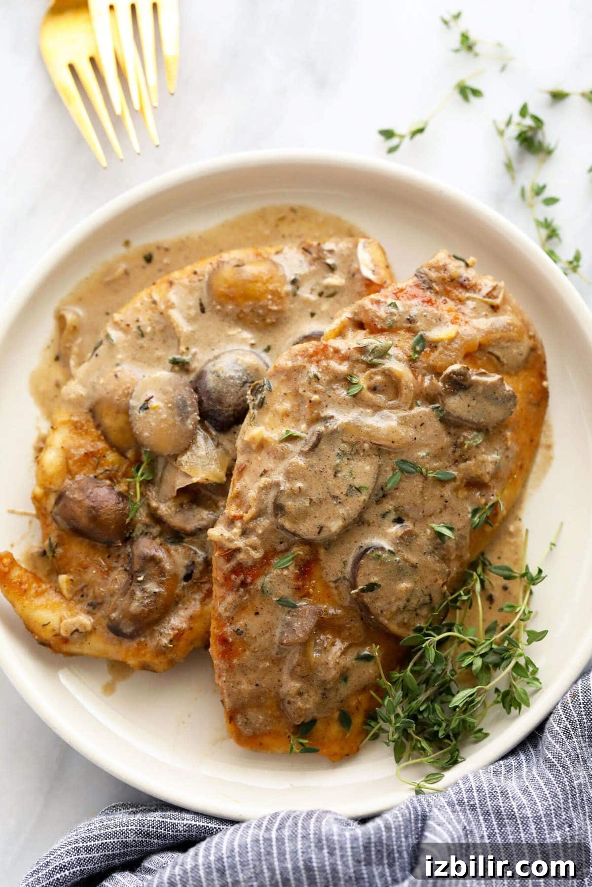 Creamy Chicken Marsala with Mushrooms 2 chicken marsala on a plate