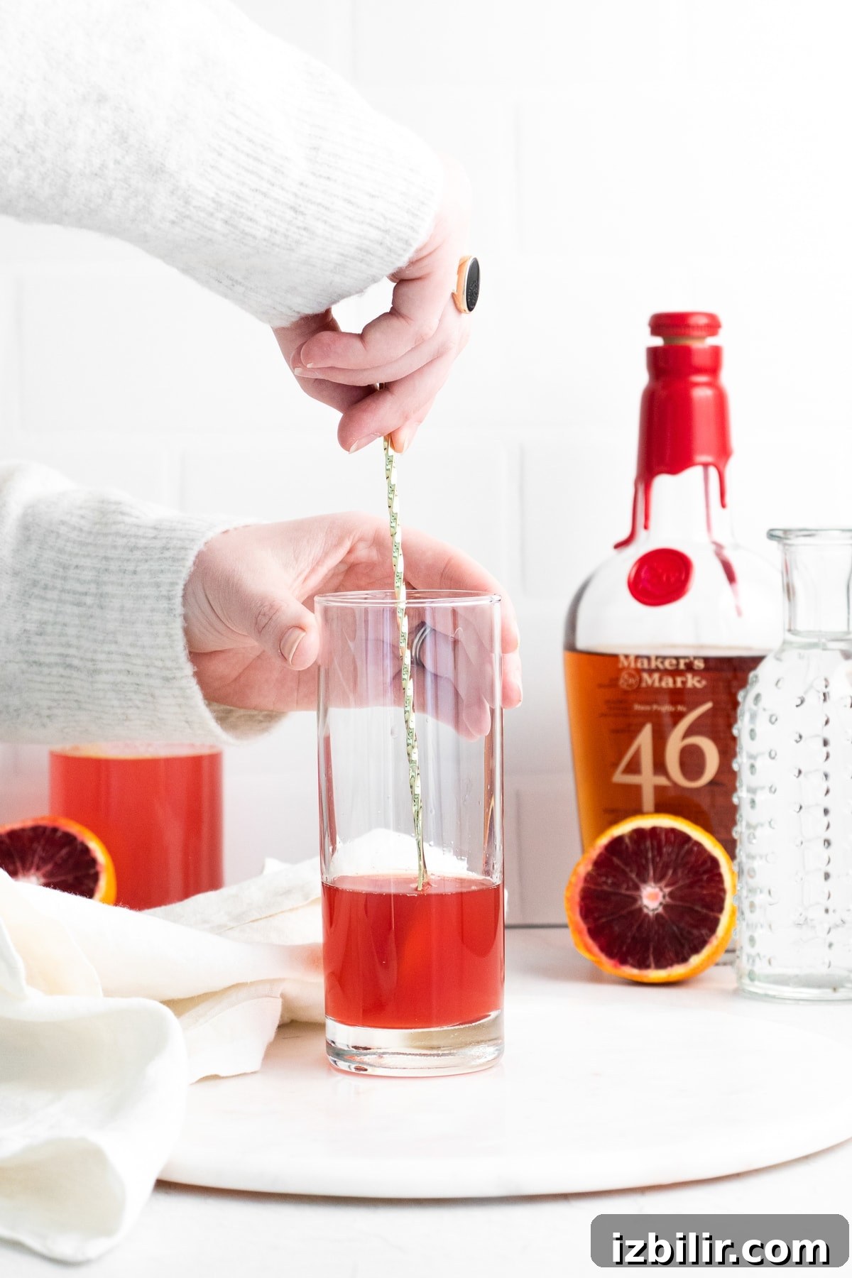 blood orange smash in glass with garnish