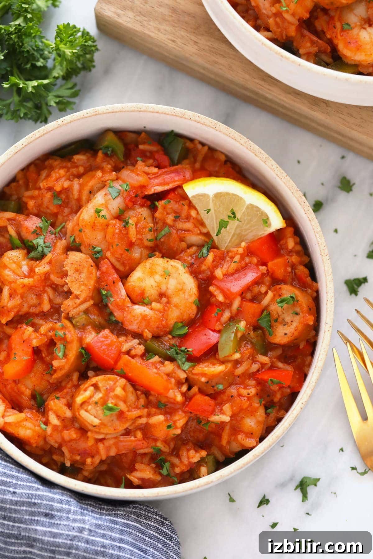 A bowl of jambalaya.