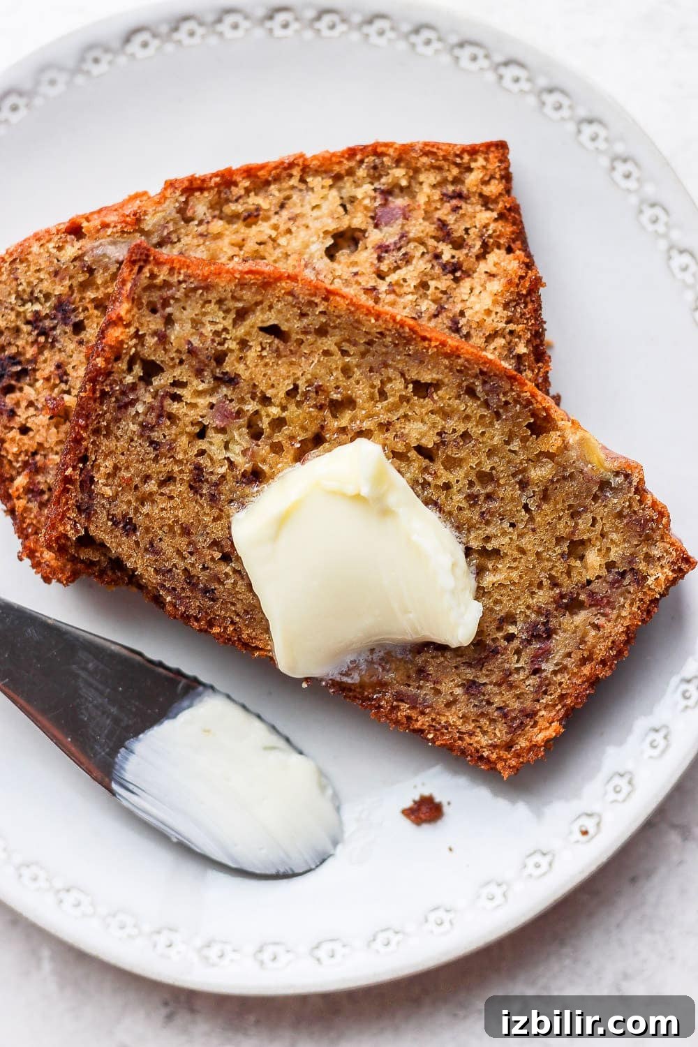 Fit Foodie Cooking Club: March 2021 Recipes & Meal Ideas 3 Banana bread with butter on top