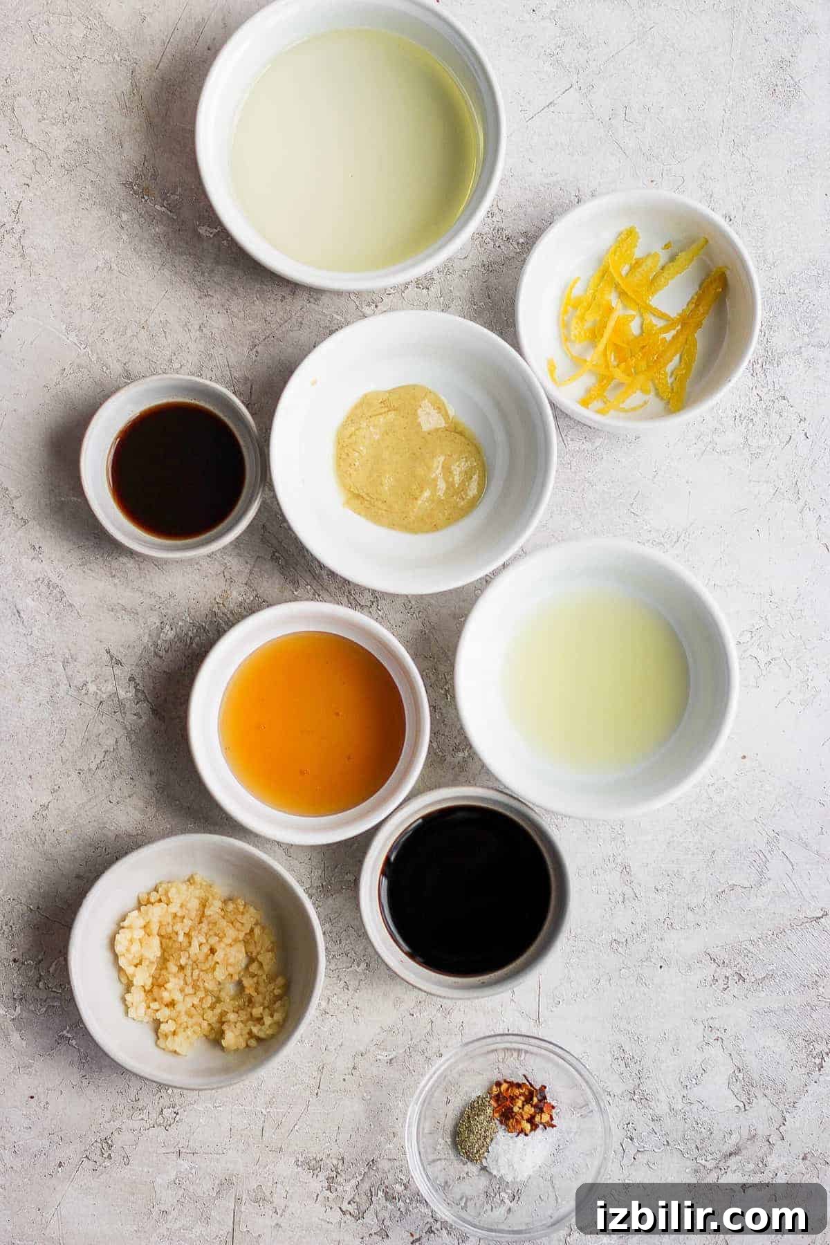Chicken marinade ingredients on counter.