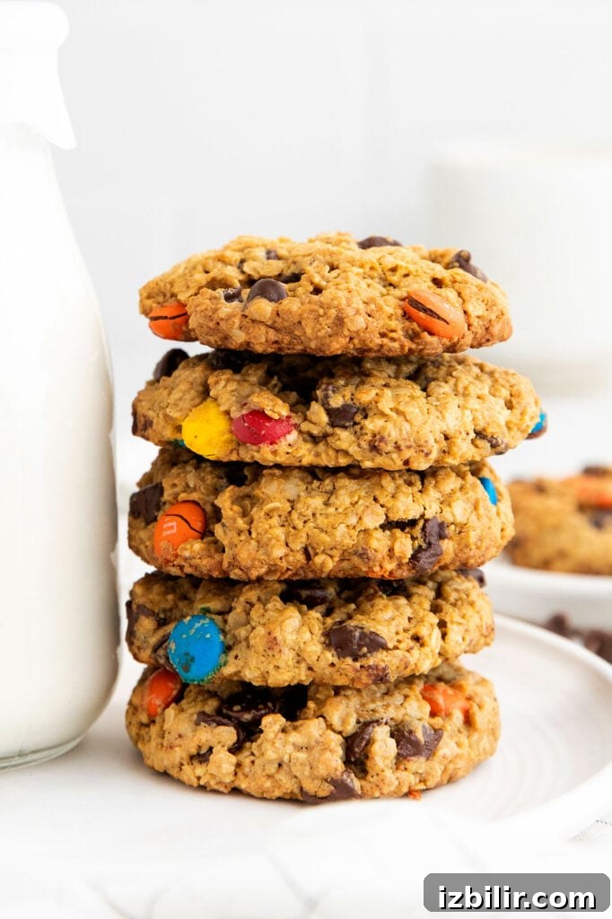 stack of monster cookies