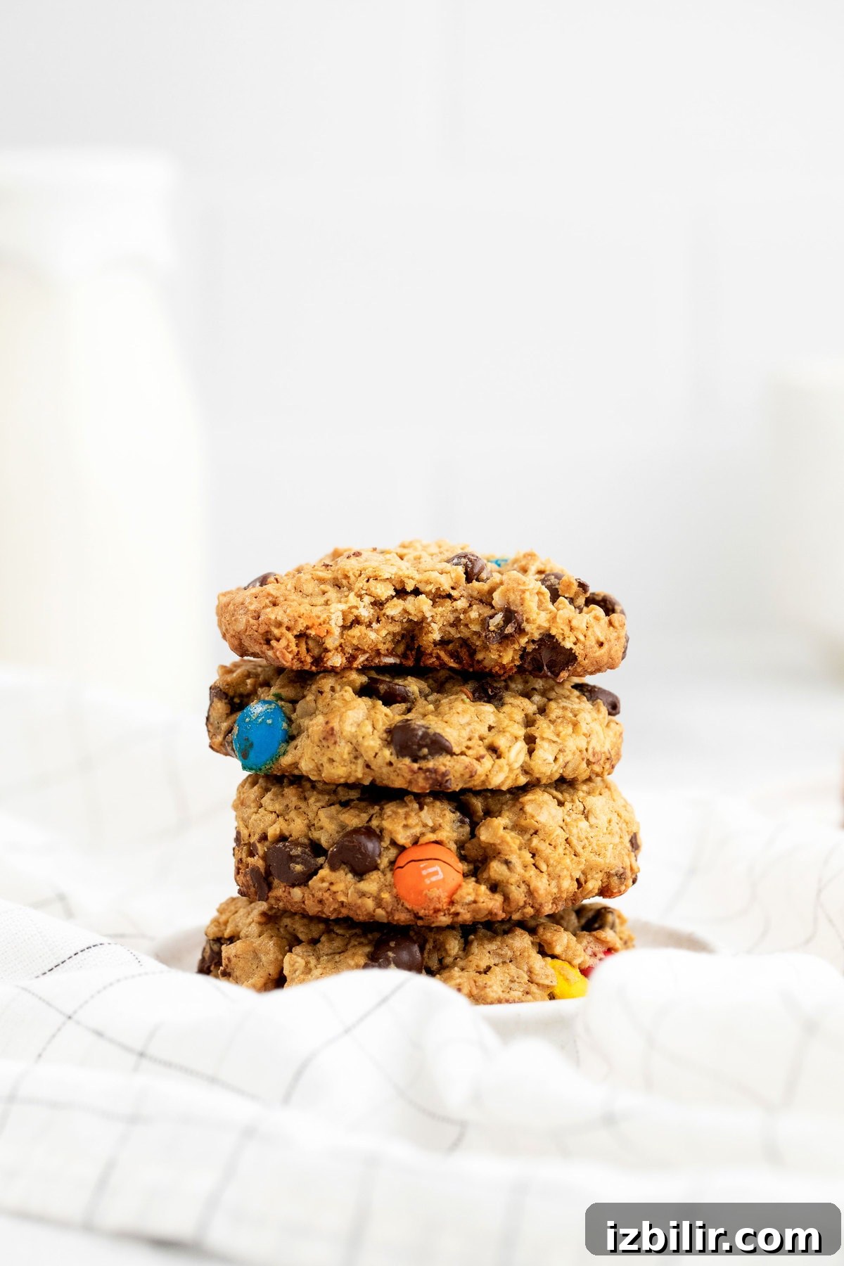 stack of monster cookies