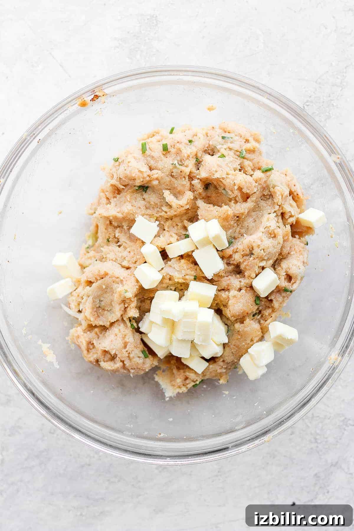burger meat and butter in bowl.