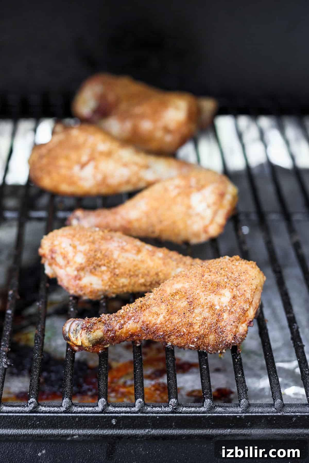 Smoked chicken legs on the smoker. chicken legs on smoker