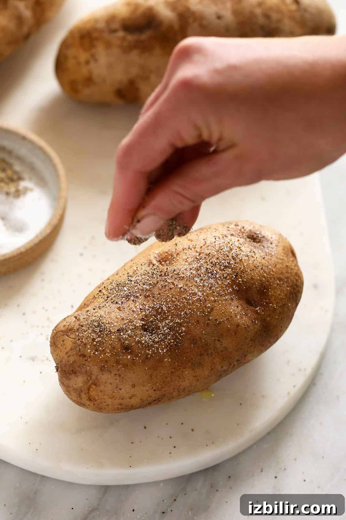 Season simply with salt and pepper salt and pepper on baked potato