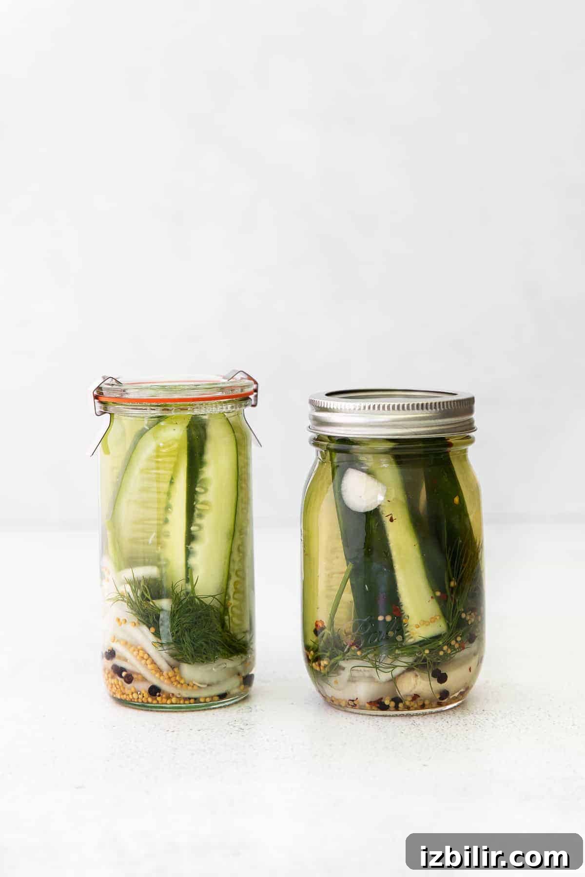 Refrigerator pickles in a jar. 