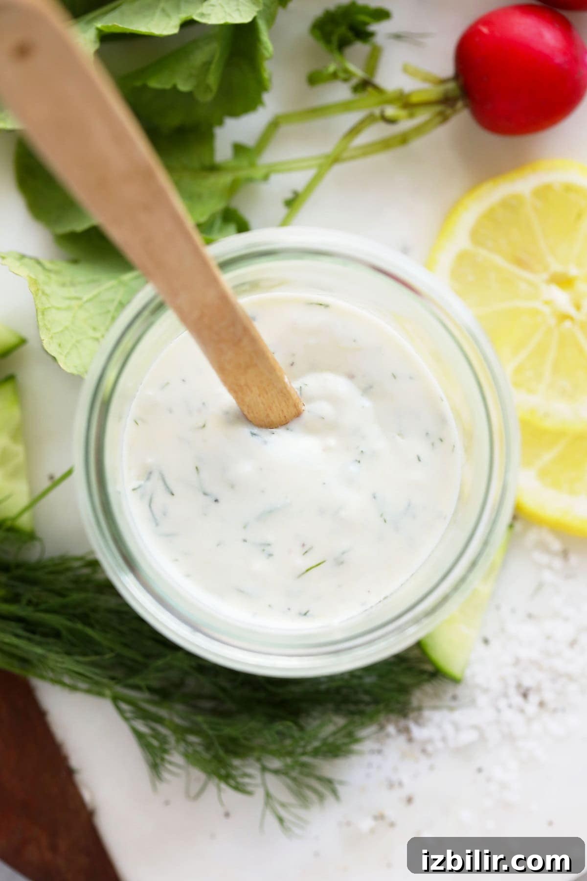 Dressing stored in jar Greek yogurt dressing in Mason Jar