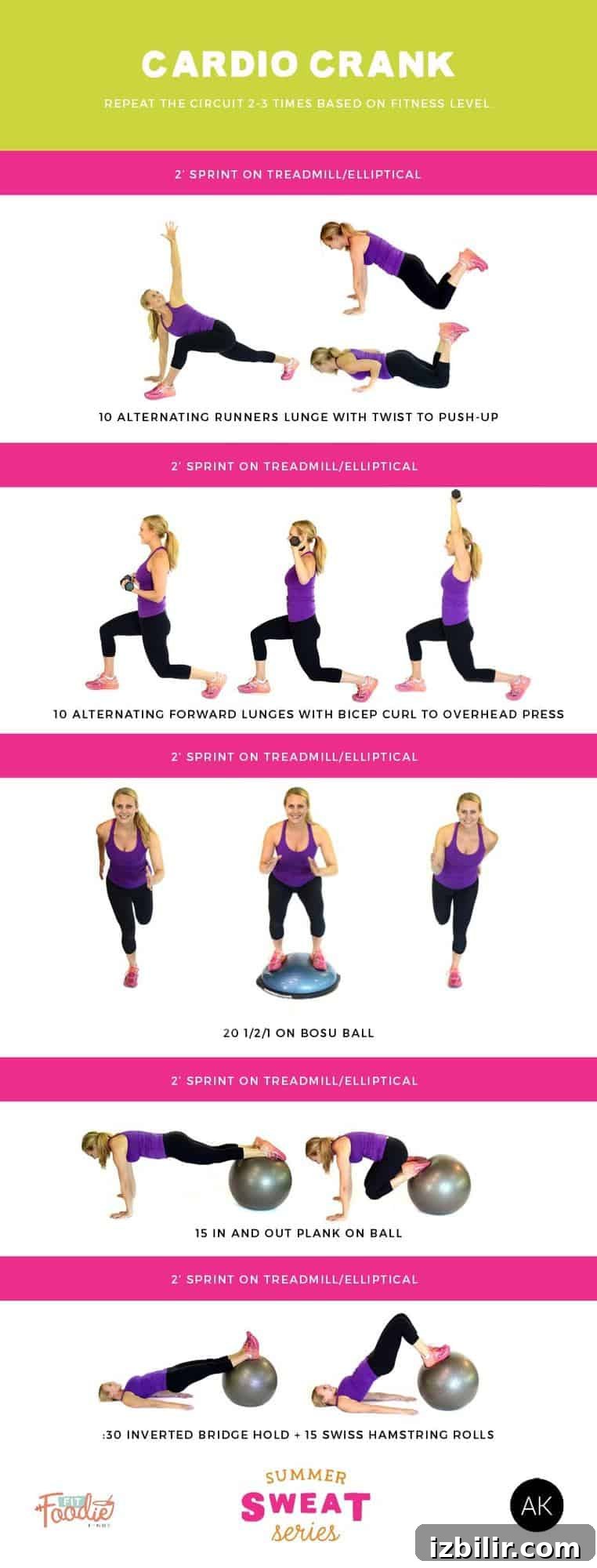 Torch Calories with this Cardio Workout that combines 2 minute sprint intervals and full-body strength exercises! 