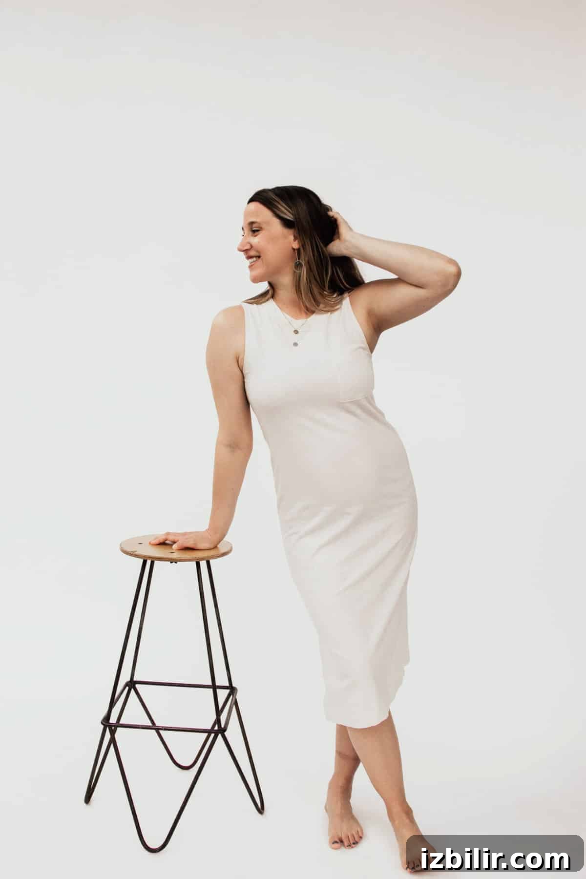 Emily Richter wearing necklaces designed by Larissa Loden. 