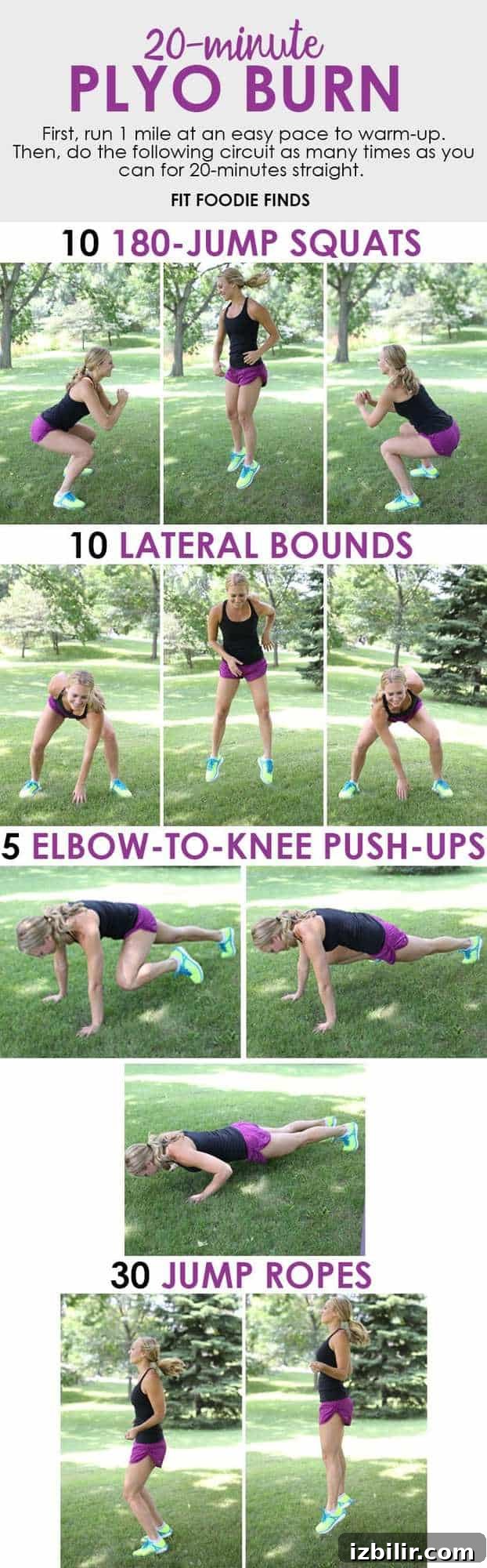 20-Minute Plyo Burn and UA SpeedForm Fortis Review 5 This 20-minute plyo workout combines high intensity movements with a circuit style workout that will keep you engaged and sweating your butt off!