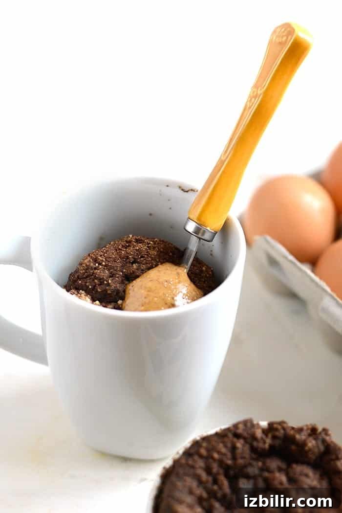 Chocolate Mug Cake with Coconut Flour 2 Whip up this easy coconut flour mug cake for dessert in just a couple of minutes. It's paleo, grain-free, and refined sugar-free!